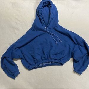 DONNI. Crop Blue Hoodie Medium
